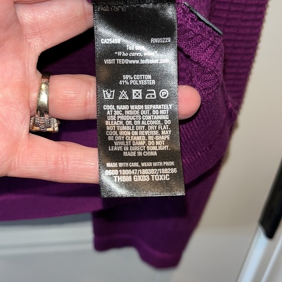 Ted Baker London beautiful vibrant purple cotton blend waffled sweater XL (6) - Picture 6 of 10